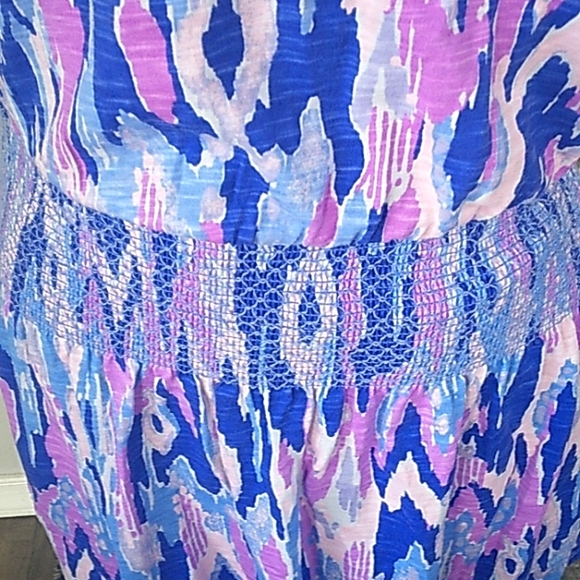 LILLY PULITZER PREPPY 100% COTTON SMOCKED WAIST NAVAJO PRINT DRESS WOMANS S. - Picture 3 of 6